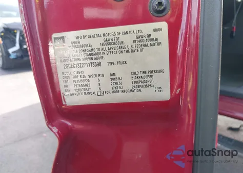 2007 Chevrolet Silverado 1500 Classic Lt3 z USA, uszkodzony, nr VIN 2GCEC13Z271173398